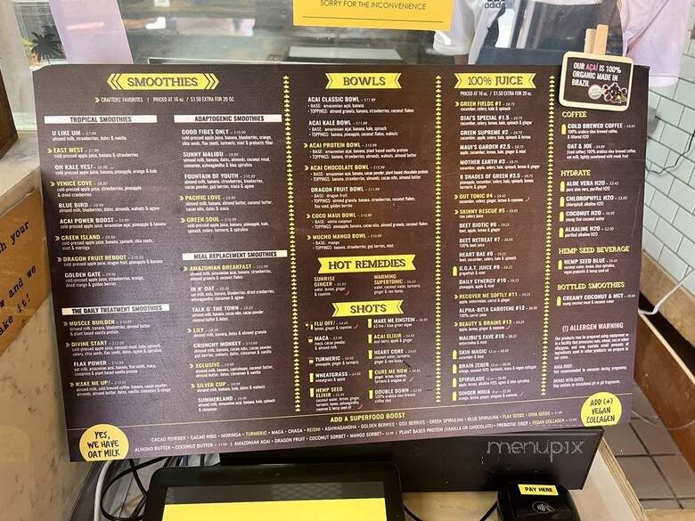 Juice Crafters - Santa Monica, CA menu_pic