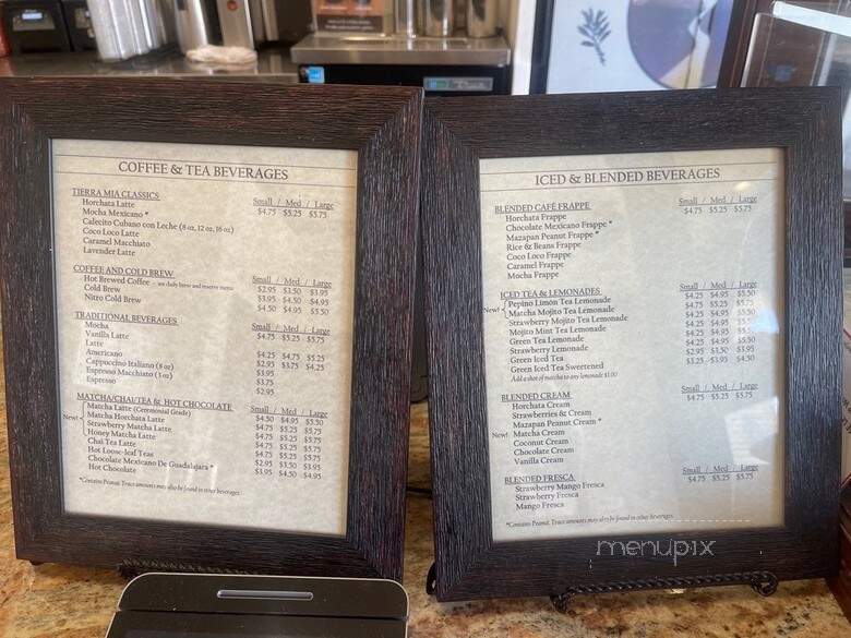 Tierra Mia Coffee - Los Angeles, CA menu_pic