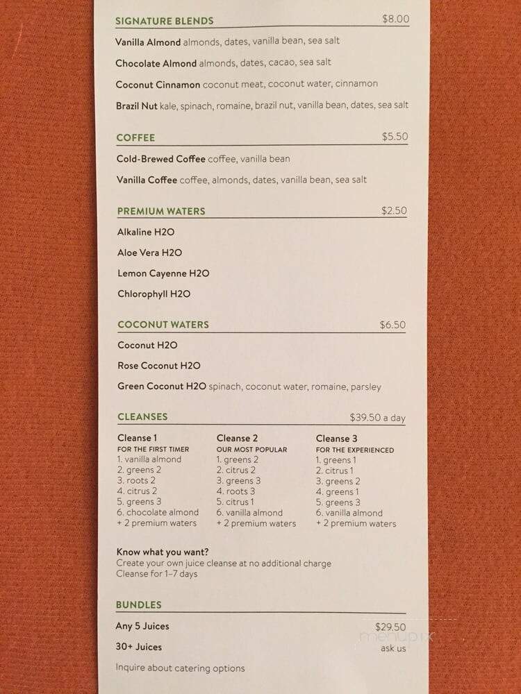 Pressed Juicery - Glendale, CA menu_pic