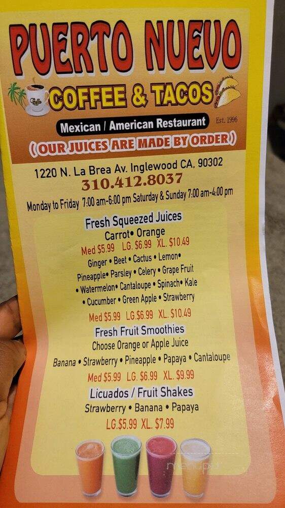 Puerto Nuevo Coffee & Tacos - Inglewood, CA menu_pic