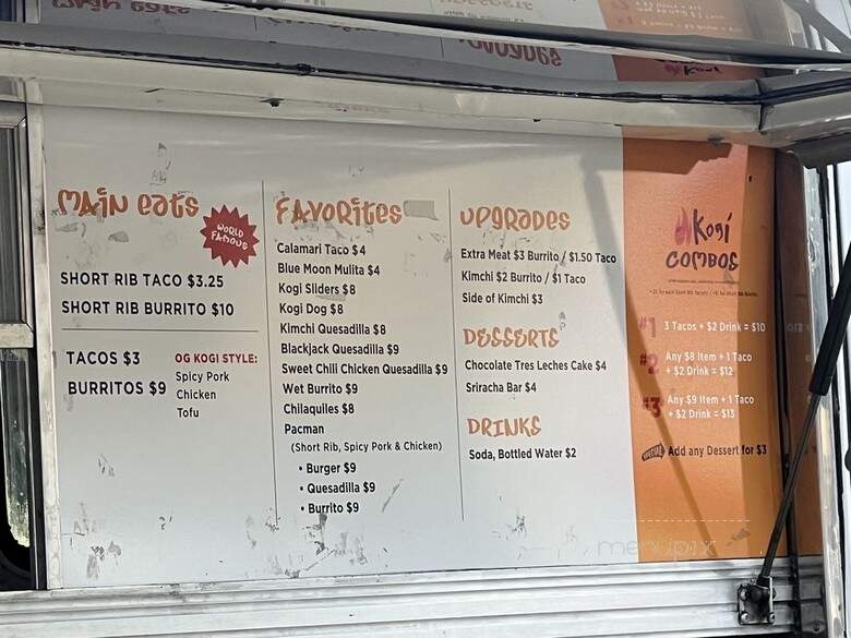 Kogi BBQ Truck - Pasadena, CA menu_pic