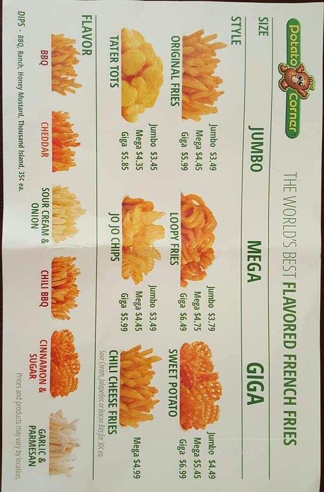 Potato Corner - Lakewood, CA menu_pic