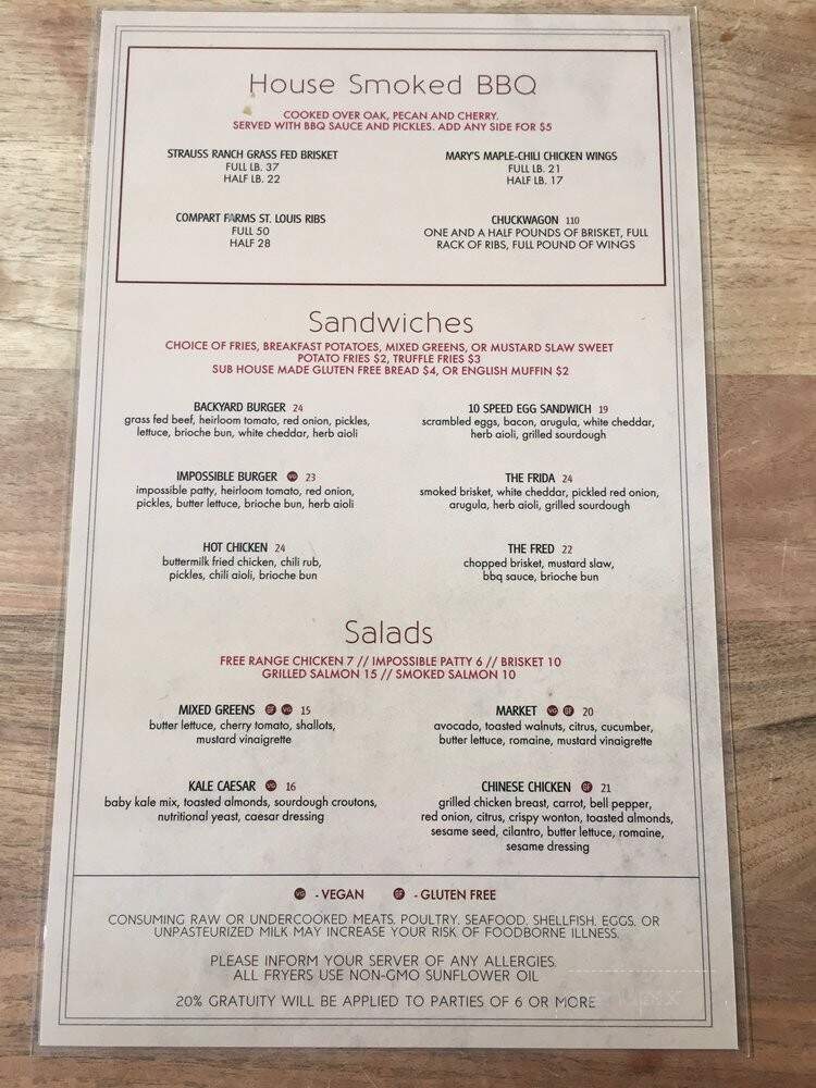 10 Speed Coffee - Calabasas, CA menu_pic