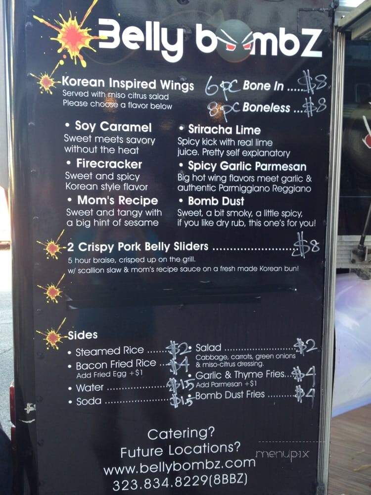 Belly BombZ Wings Truck & Catering - Los Angeles, CA menu_pic