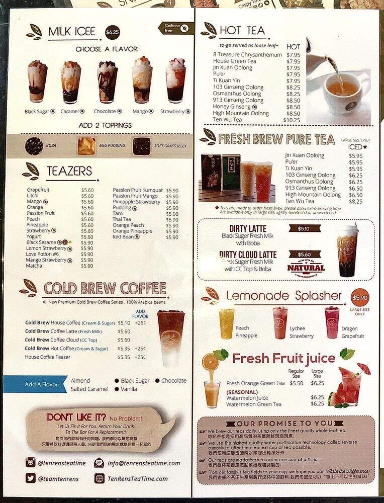 Ten Ren's Tea Time - Walnut, CA menu_pic