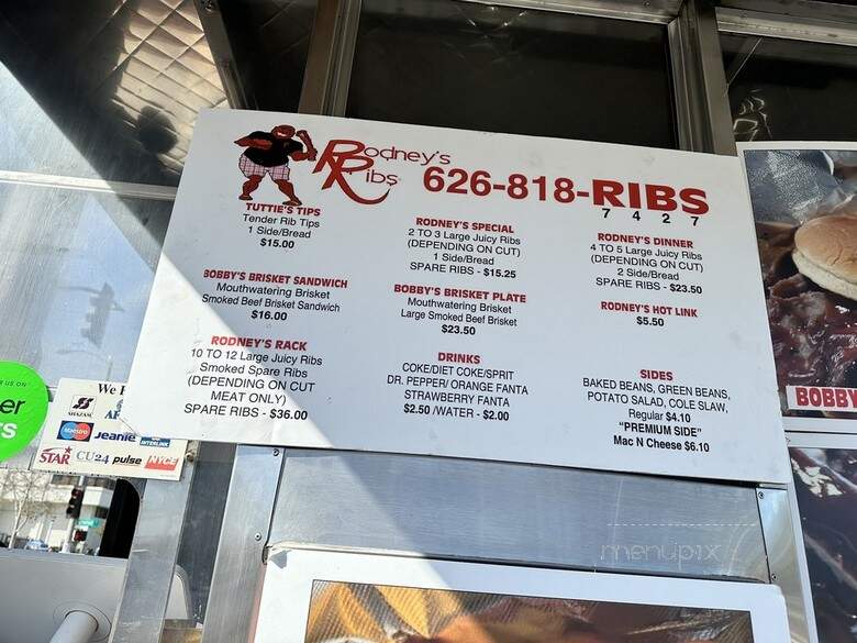 Rodney's Ribs - Altadena, CA menu_pic