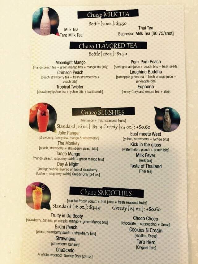 Cha2o Mini - Rancho Cucamonga, CA menu_pic
