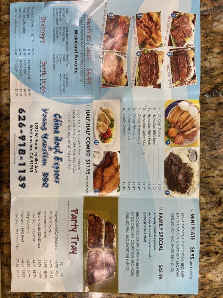 China Bowl Express & Young Hawaiian Barbeque - West Covina, CA menu_pic