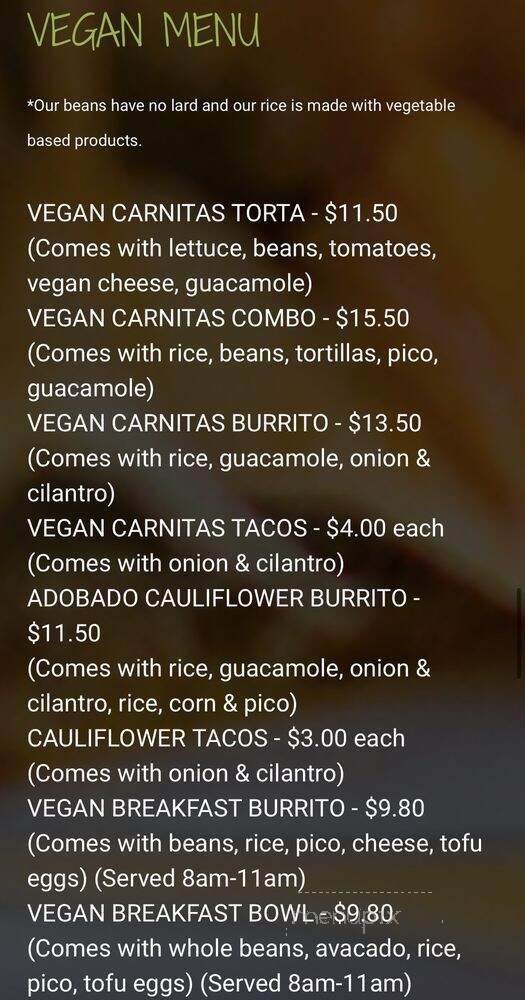 Cruz Tacos & Mexican Bakery - Murrieta, CA menu_pic