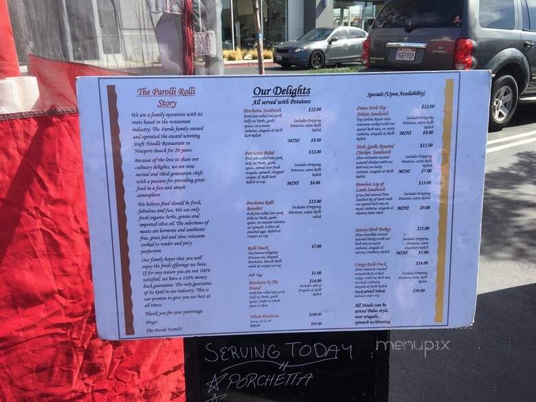 Parolli Rolli - Costa Mesa, CA menu_pic