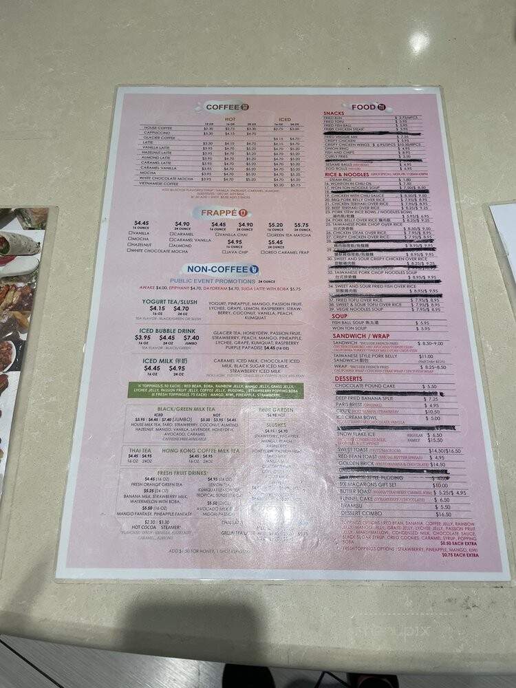 Taipei 101 - Fresno, CA menu_pic