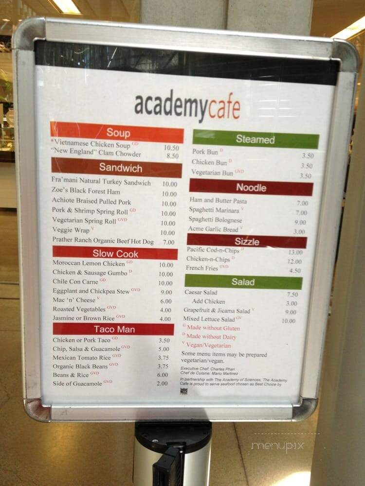 Academy Cafe - San Francisco, CA menu_pic