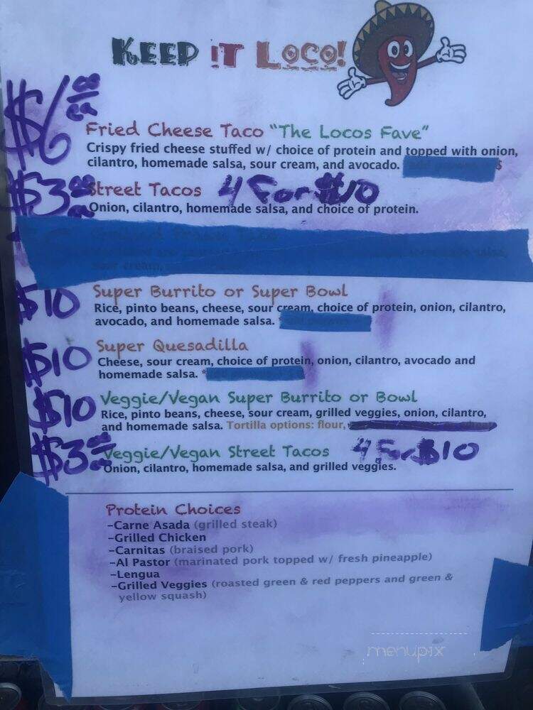 Judie's Tacos Locos - San Jose, CA menu_pic