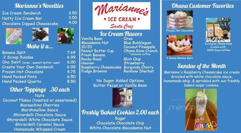 Ohana Shaved Ice - Hollister, CA menu_pic