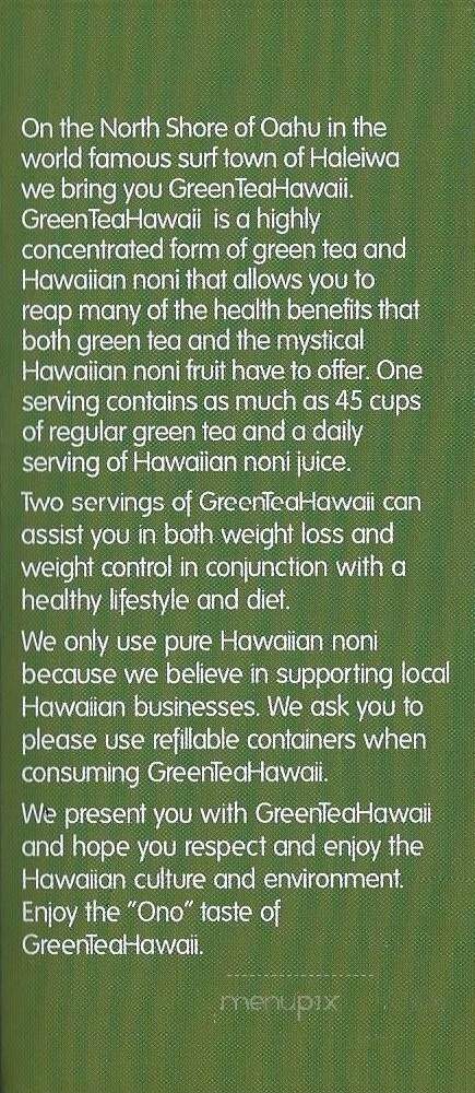 Green Tea Hawaii Pearlridge Uptown - Aiea, HI menu_pic