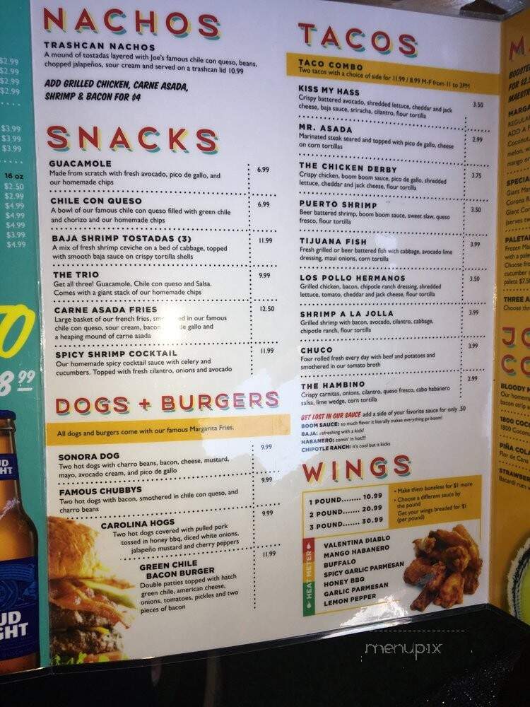 Cabo Joe's - El Paso, TX menu_pic
