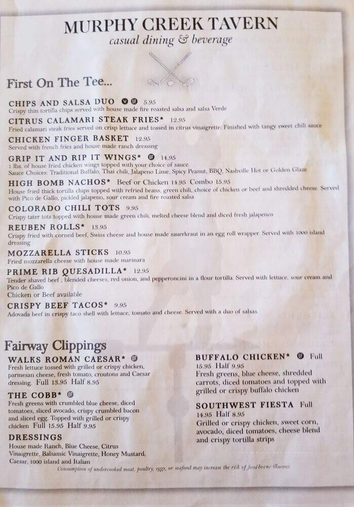 Murphy Creek Tavern - Aurora, CO menu_pic