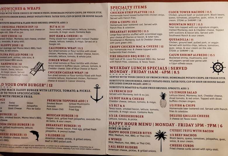 Clock Tower Grill - Lone Tree, CO menu_pic