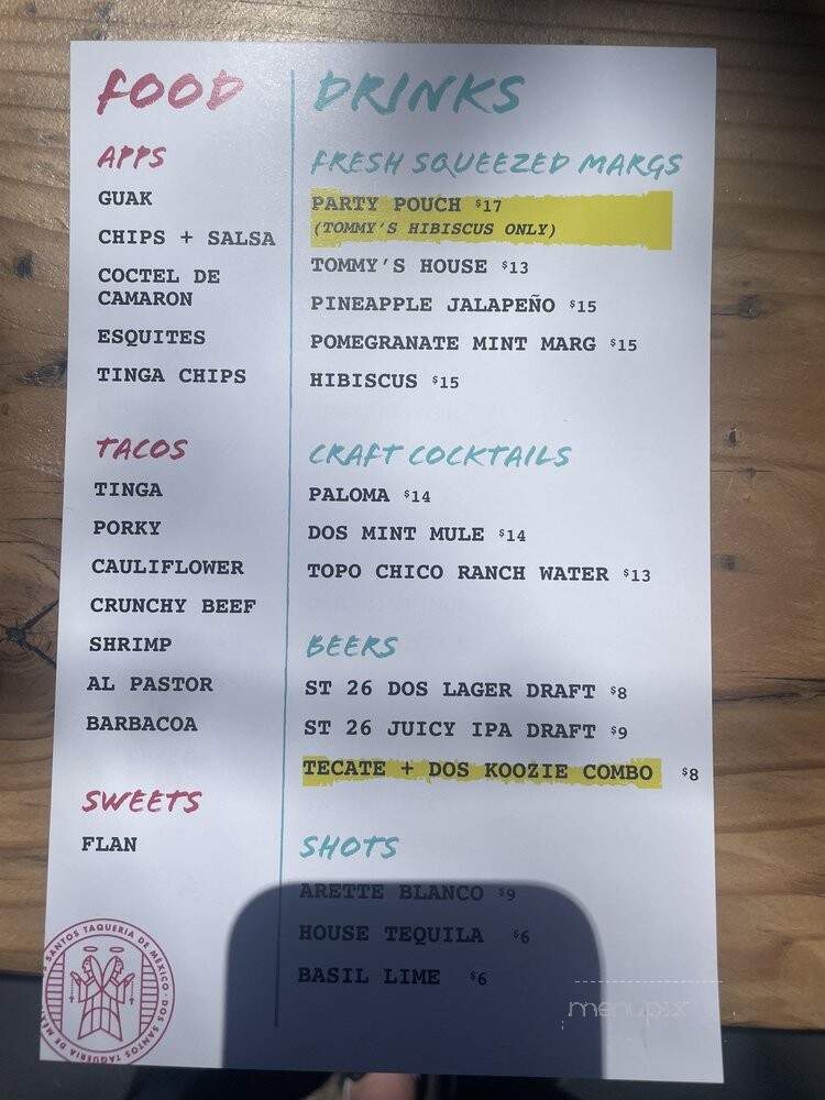 Dos Santos - Denver, CO menu_pic