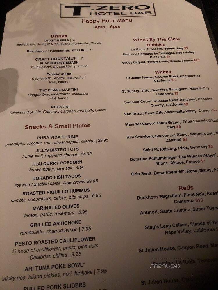 T- Zero - Boulder, CO menu_pic