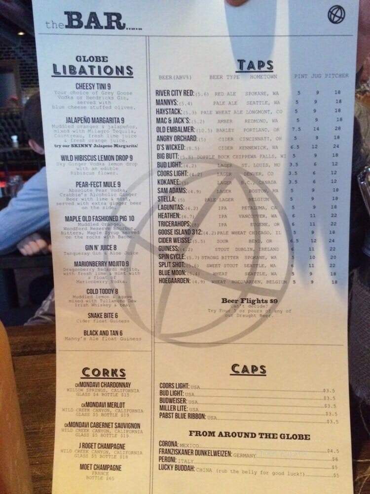 GLOBE Bar & Kitchen - Spokane, WA menu_pic
