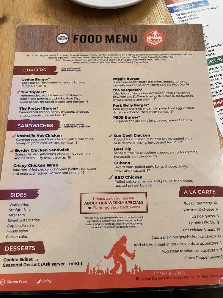 The Lodge Sasquatch Kitchen - Tempe, AZ menu_pic