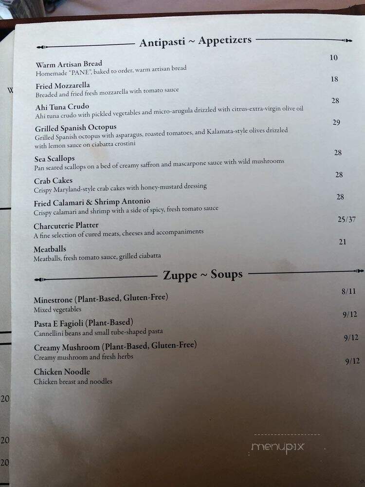 Panevino Italian Grille - Las Vegas, NV menu_pic