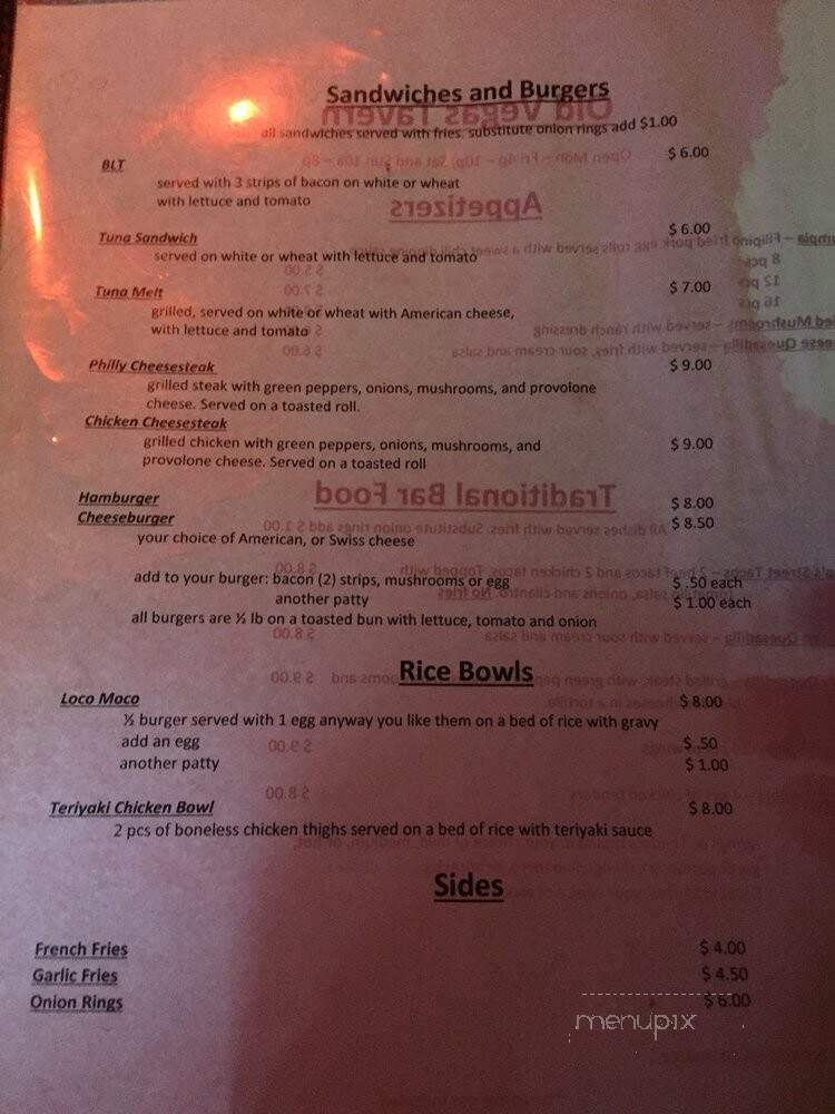 Old Vegas Tavern - Las Vegas, NV menu_pic