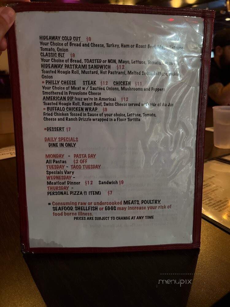The HideAway - Las Vegas, NV menu_pic