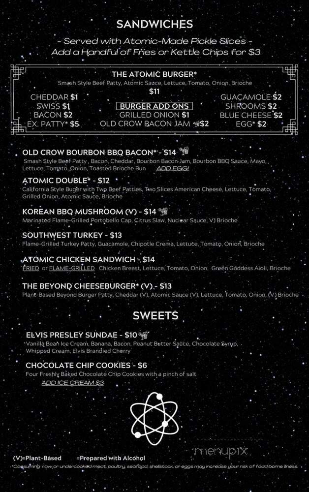 Atomic - Las Vegas, NV menu_pic