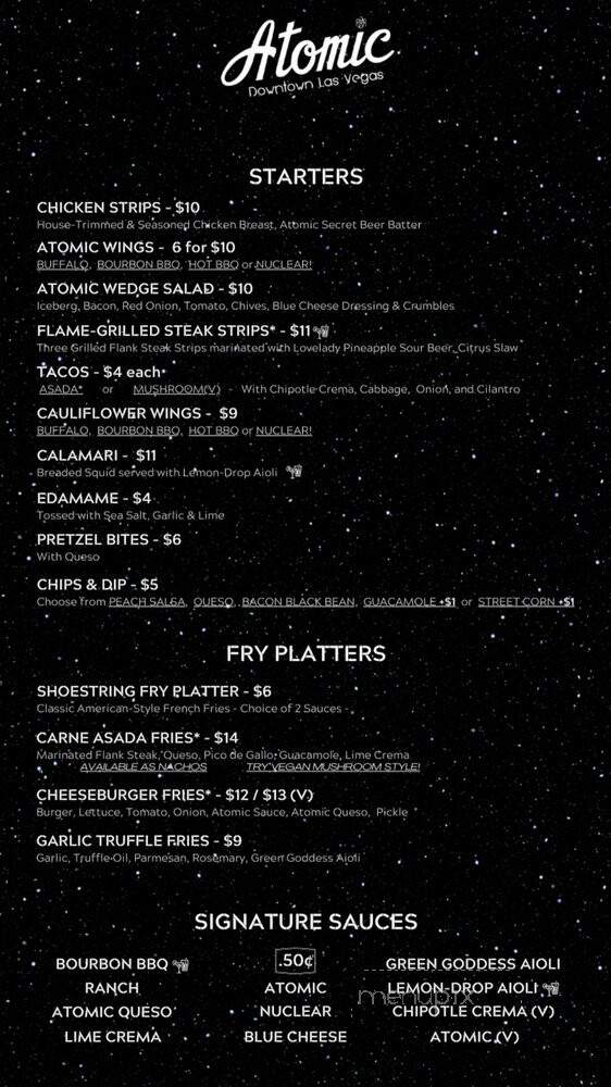Atomic - Las Vegas, NV menu_pic
