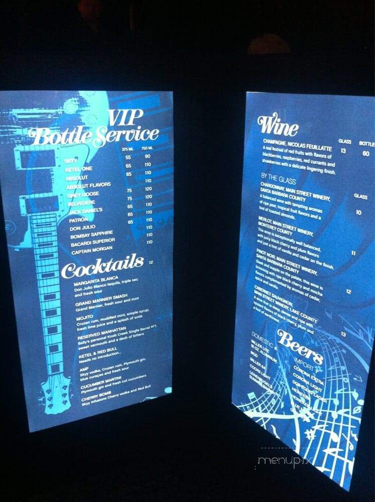 Indigo Lounge - Las Vegas, NV menu_pic