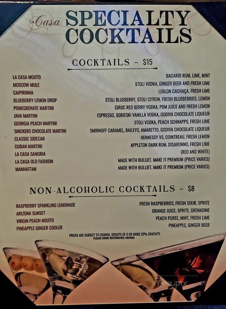 La Casa Cigars & Lounge - Las Vegas, NV menu_pic