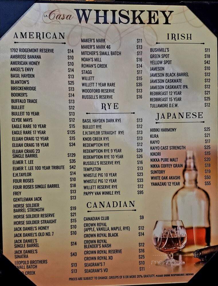 La Casa Cigars & Lounge - Las Vegas, NV menu_pic