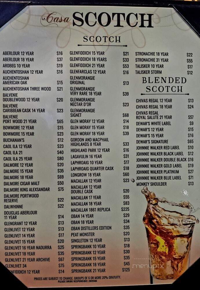 La Casa Cigars & Lounge - Las Vegas, NV menu_pic