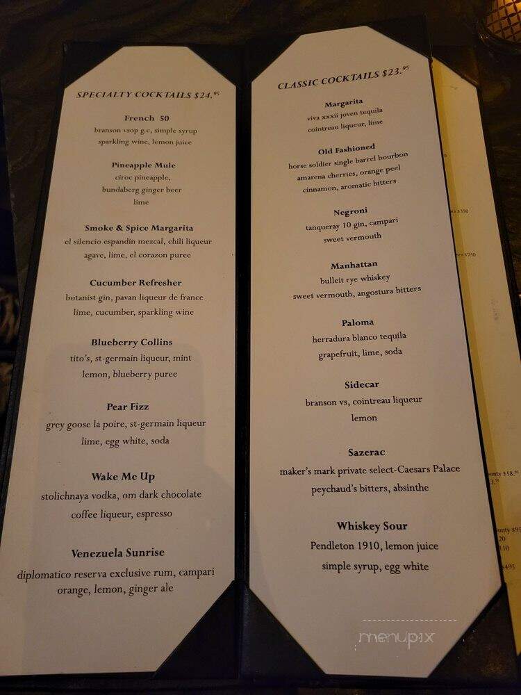Vista Cocktail Lounge - Las Vegas, NV menu_pic
