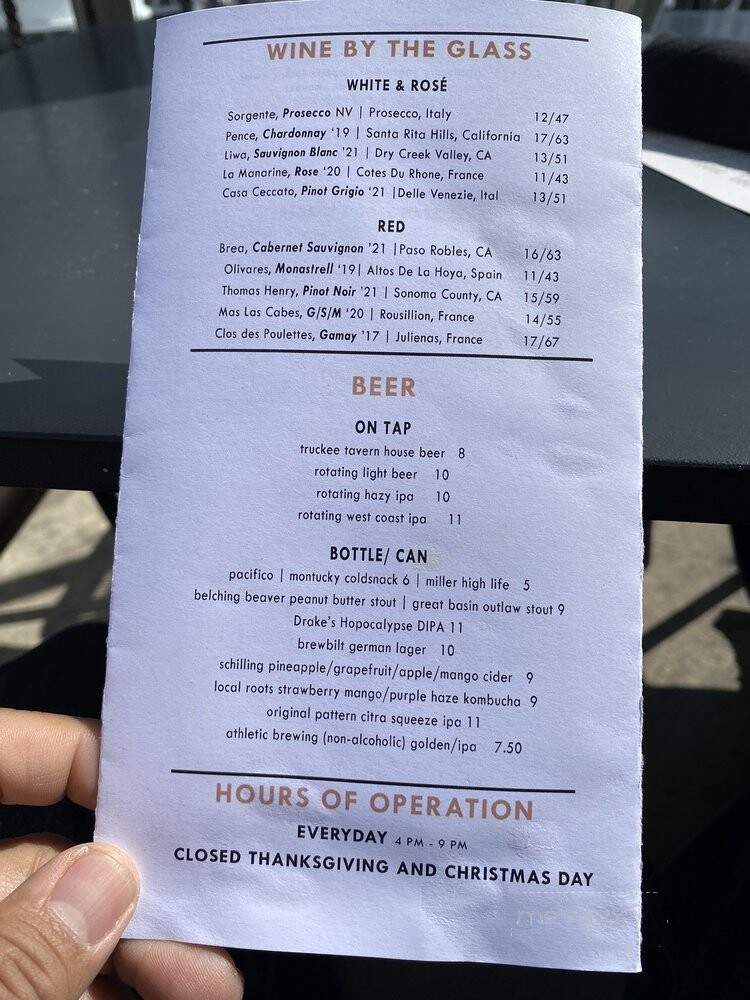 Truckee Tavern and Grill - Truckee, CA menu_pic