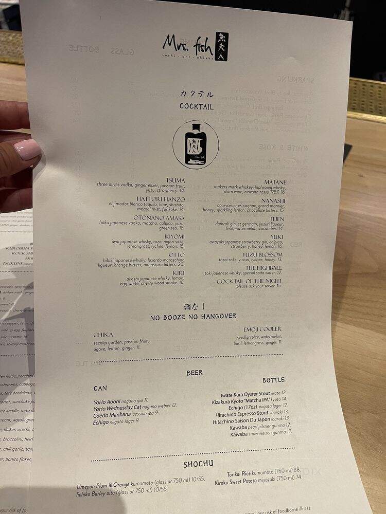 Mrs Fish - Los Angeles, CA menu_pic