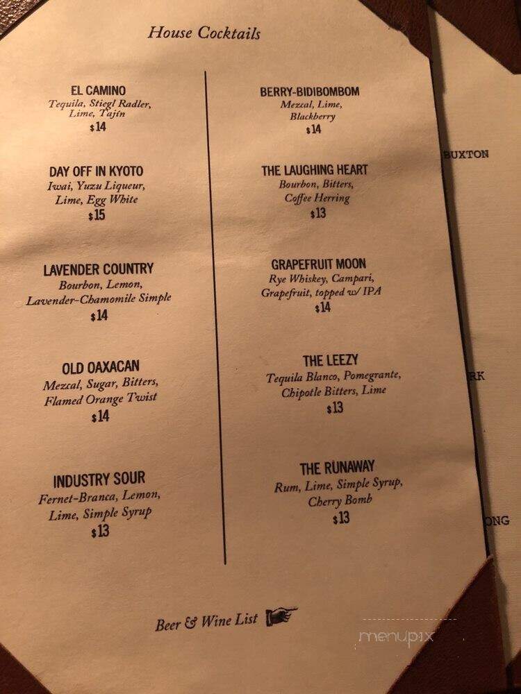 The Love Song Bar - Los Angeles, CA menu_pic