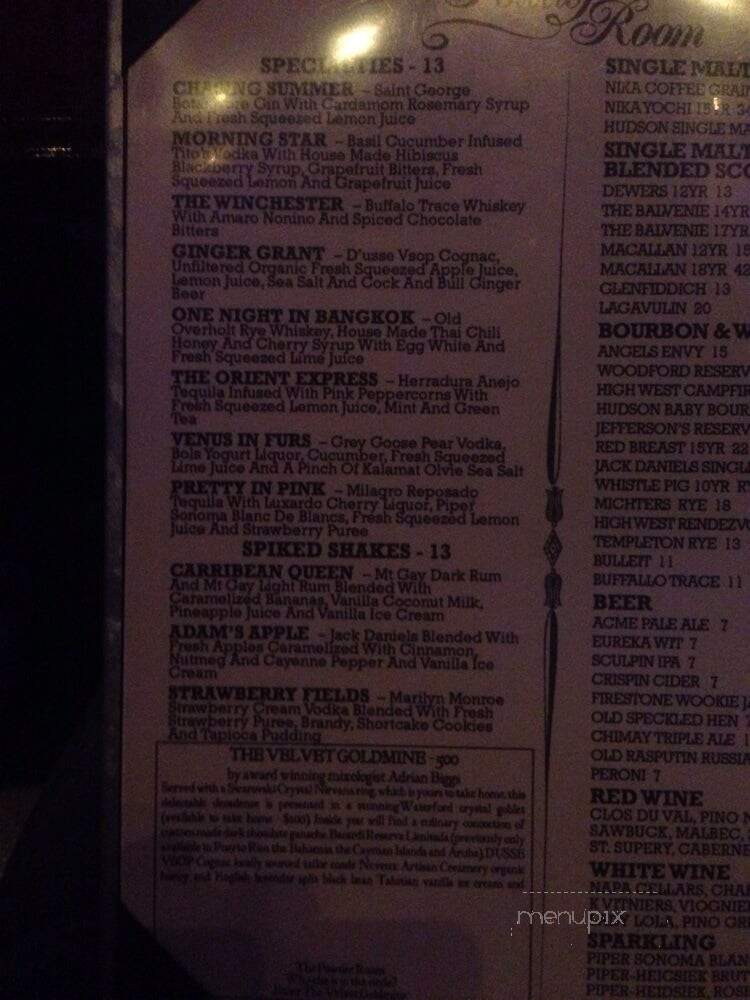 The Powder Room - Los Angeles, CA menu_pic