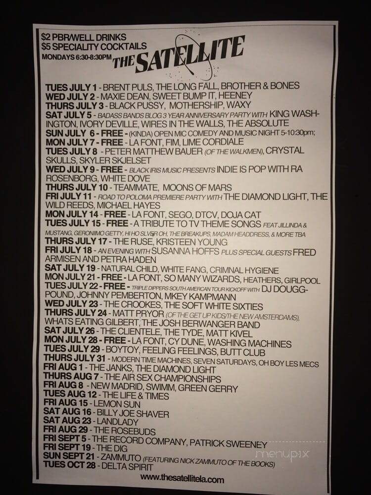 The Satellite - Los Angeles, CA menu_pic