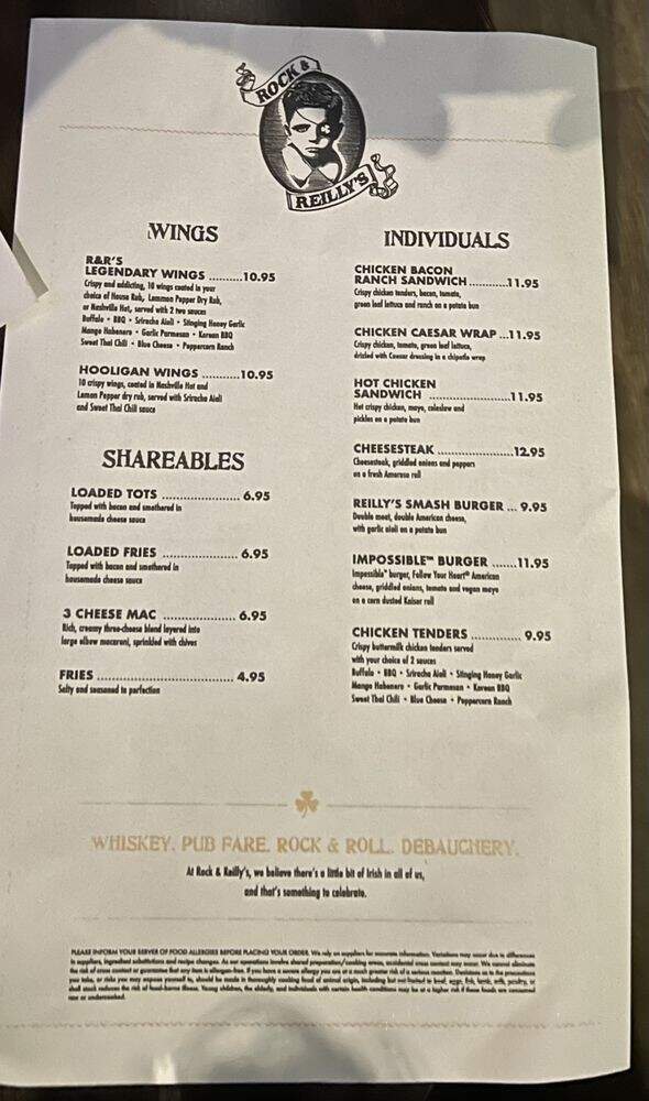 Rock and Reilly's Irish Pub - West Hollywood, CA menu_pic
