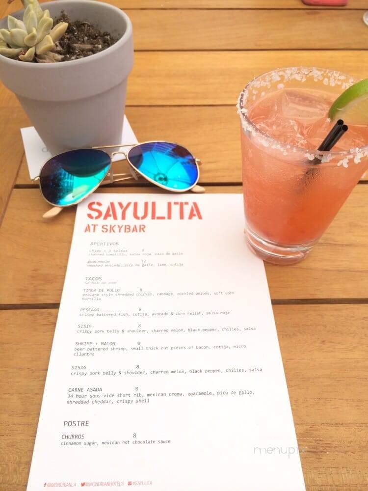 Sky Bar - West Hollywood, CA menu_pic