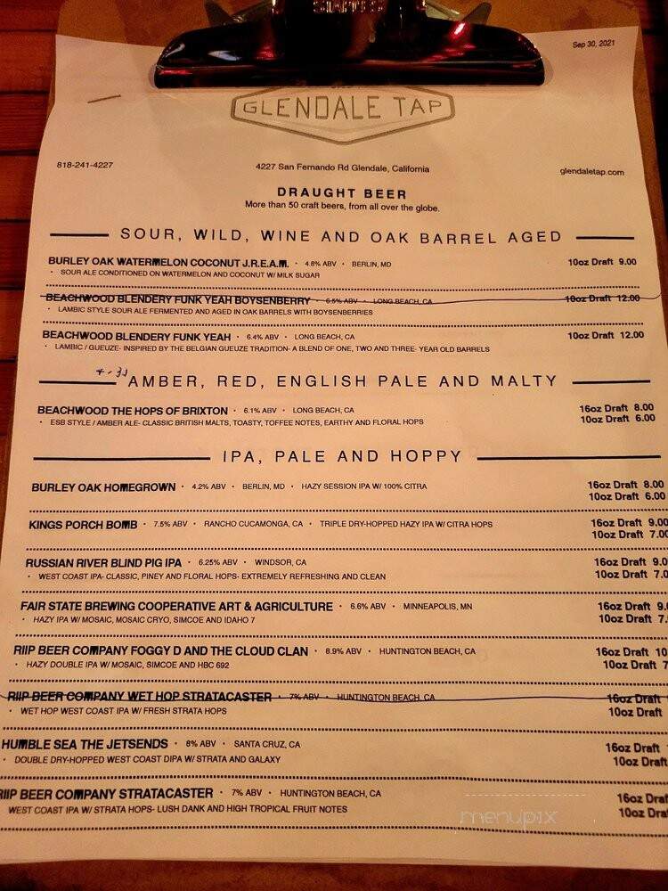 The Glendale Tap - Glendale, CA menu_pic
