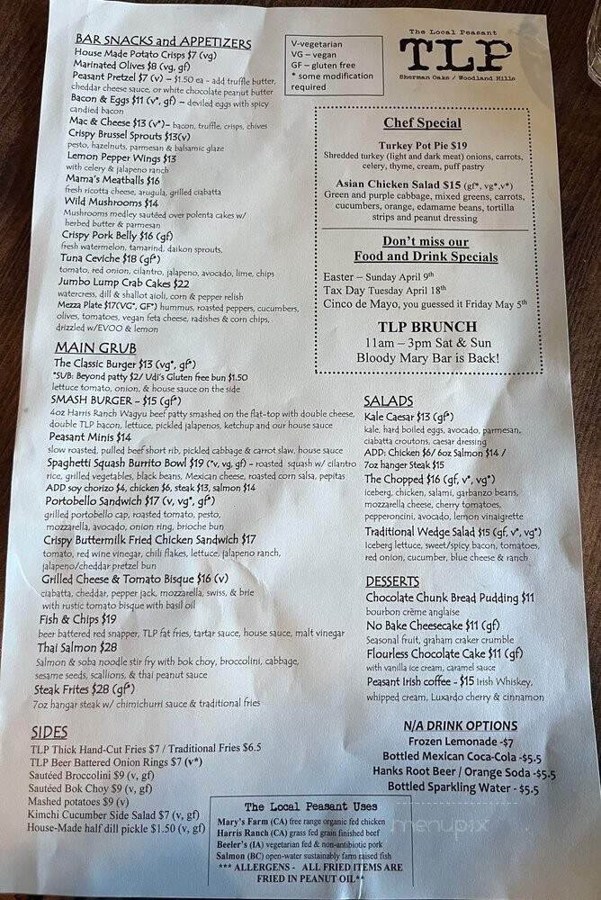 The Local Peasant - Sherman Oaks, CA menu_pic