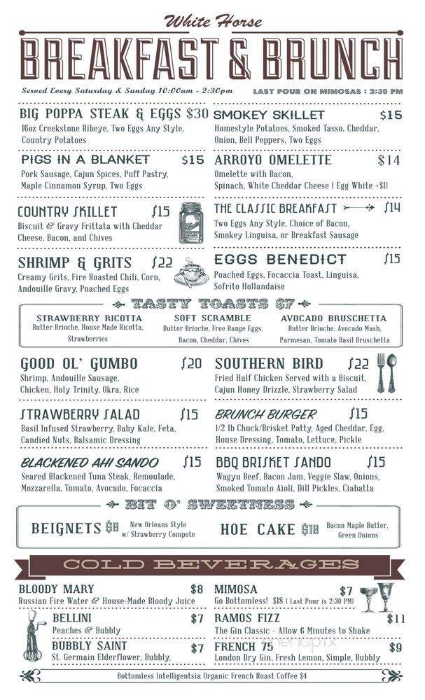 White Horse Lounge - Pasadena, CA menu_pic