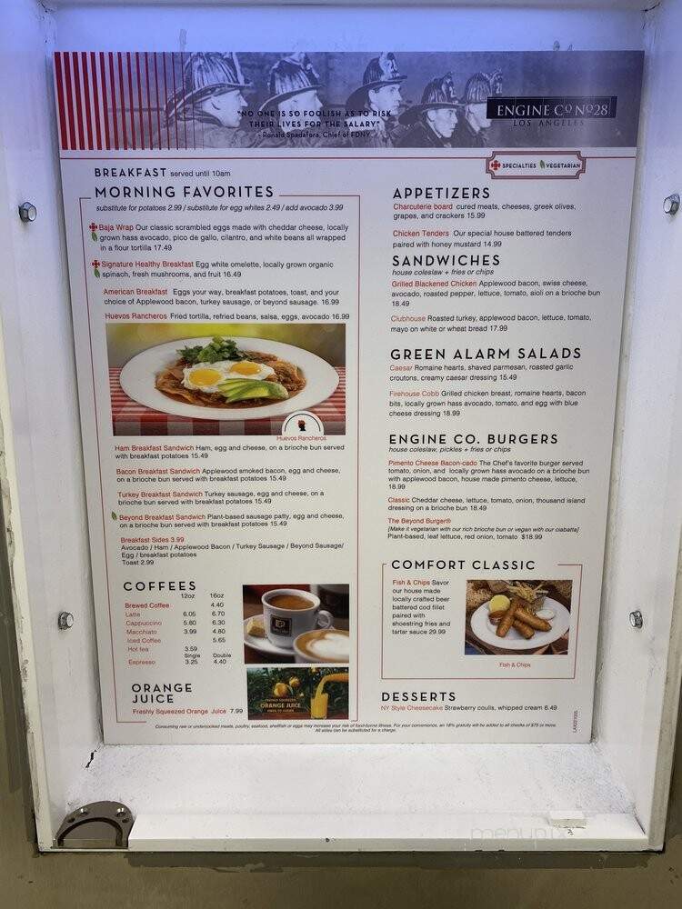 Engine Co No 28 - Los Angeles, CA menu_pic
