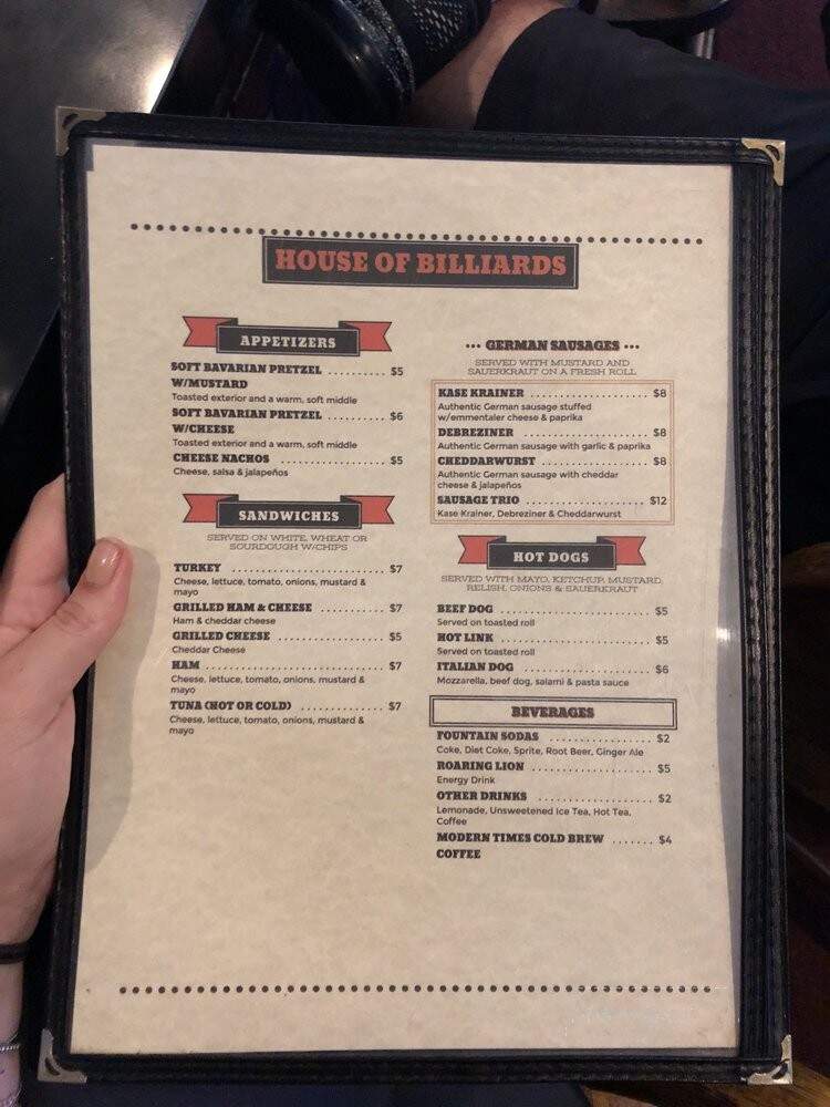 House of Billiards - Sherman Oaks, CA menu_pic