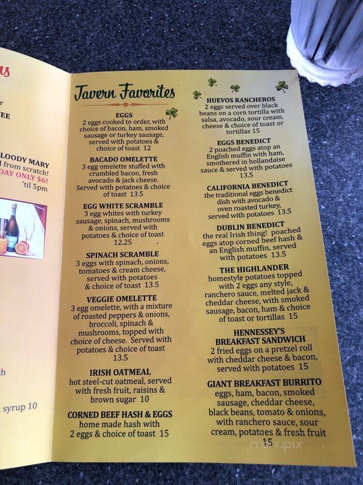 Hennessey's Tavern - Redondo Beach, CA menu_pic