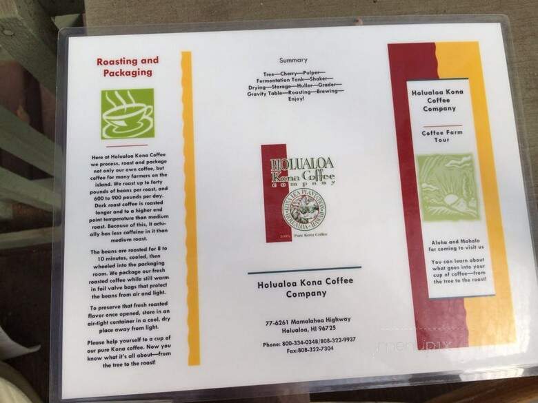 Holualoa Kona Coffee Company - Holualoa, HI menu_pic